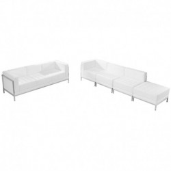 MFO Immaculate Collection White Leather Sofa & Lounge Chair Set, 5 Pieces