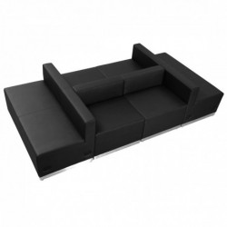 MFO Inspiration Collection Black Leather Reception Configuration, 6 Pieces