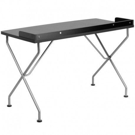 MFO Black Computer Desk with Silver Frame