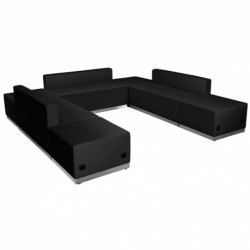 MFO Inspiration Collection Black Leather Reception Configuration, 7 Pieces