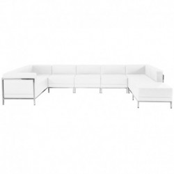 MFO Immaculate Collection White Leather U-Shape Sectional Configuration, 7 Pieces