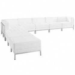 MFO Immaculate Collection White Leather Sectional Configuration, 9 Pieces