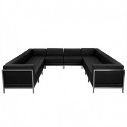 MFO Immaculate Collection Black Leather U-Shape Sectional Configuration, 10 Pieces