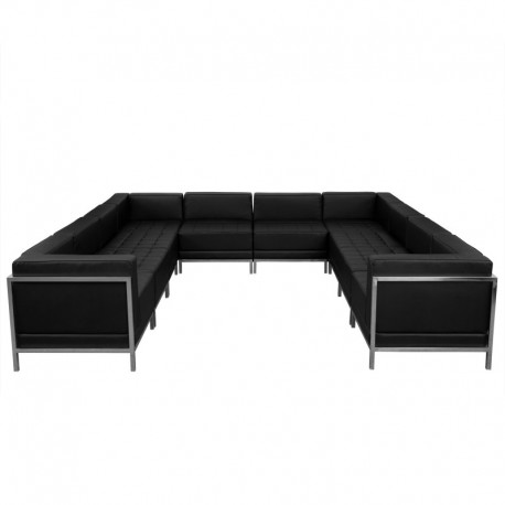 MFO Immaculate Collection Black Leather U-Shape Sectional Configuration, 10 Pieces