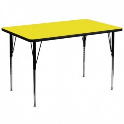 MFO 36''W x 72''L Rectangular Activity Table with 1.25'' Thick H.P. Yellow Laminate Top and Standard Height Adj. Legs