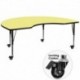 MFO Mobile 48''W x 96''L Kidney Shaped Activity Table with Yellow Thermal Fused Laminate Top and Height Adj. Pre-School Legs