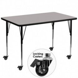 MFO Mobile 36''W x 72''L Rectangular Activity Table with 1.25'' Thick H.P. Grey Laminate Top and Standard Height Adj. Legs
