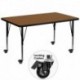 MFO Mobile 36''W x 72''L Rectangular Activity Table with 1.25'' Thick H.P. Oak Laminate Top and Height Adj. Pre-School Legs