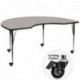 MFO Mobile 48''W x 72''L Kidney Shaped Activity Table with 1.25'' Thick H.P. Grey Laminate Top and Standard Height Adj. Legs