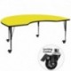 MFO Mobile 48''W x 96''L Kidney Shaped Activity Table with 1.25'' Thick H.P. Yellow Laminate Top and Height Adj. Pre-School Legs