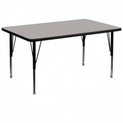 MFO 36''W x 72''L Rectangular Activity Table with 1.25'' Thick H.P. Grey Laminate Top and Height Adj. Pre-School Legs