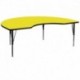 MFO 48''W x 72''L Kidney Shaped Activity Table with 1.25'' Thick H.P. Yellow Laminate Top and Height Adj. Pre-School Legs