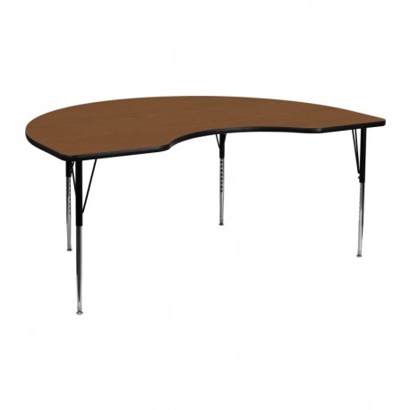 MFO 48''W x 72''L Kidney Shaped Activity Table with 1.25'' Thick H.P. Oak Laminate Top and Standard Height Adj. Legs