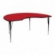 MFO 48''W x 72''L Kidney Shaped Activity Table with 1.25'' Thick H.P. Red Laminate Top and Standard Height Adj. Legs