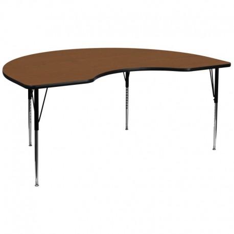 MFO 48''W x 96''L Kidney Shaped Activity Table with 1.25'' Thick H.P. Oak Laminate Top and Standard Height Adj. Legs