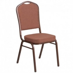 MFO Princeton Collection Crown Back Stacking Banquet Chair in Brown Fabric - Copper Vein Frame