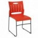 MFO Princeton Collection 881 lb. Capacity Orange Sled Base Stack Chair with Air-Vent Back