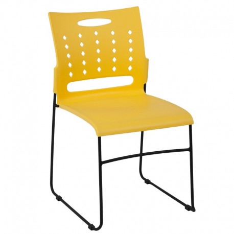 MFO Princeton Collection 881 lb. Capacity Yellow Sled Base Stack Chair with Air-Vent Back