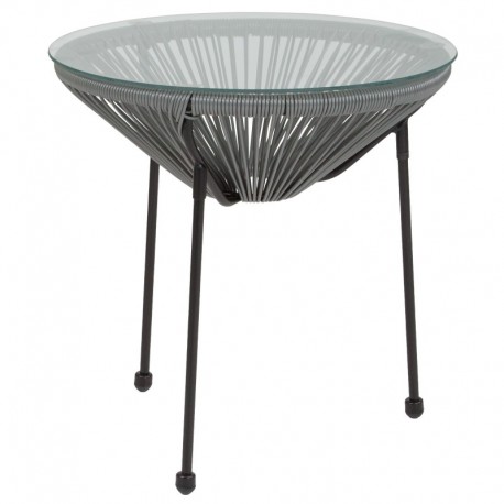 MFO Princeton Collection Grey Rattan Table with Glass Top