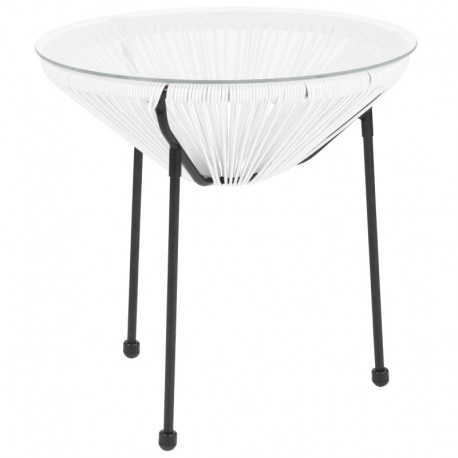 MFO Princeton Collection White Rattan Table with Glass Top