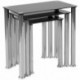 MFO Oxford Collection Black Glass Nesting Tables with Stainless Steel Legs