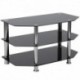 MFO Stanford Collection Black Glass TV Stand with Stainless Steel Metal Frame