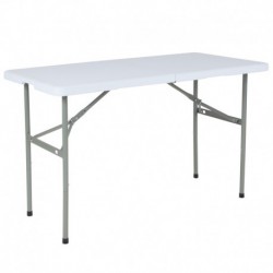 MFO 24"W x 48"L Bi-Fold Granite White Plastic Folding Table