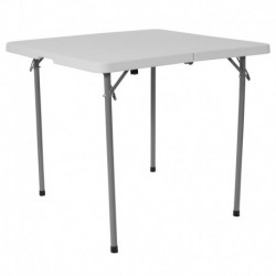 MFO 34'' Square Bi-Fold Granite White Plastic Folding Table with Carrying Handle