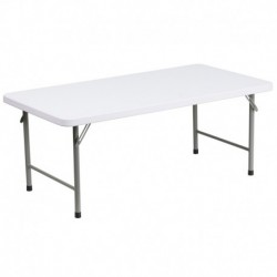 MFO 24''W x 48''L x 19''H Kid's Granite White Plastic Folding Table