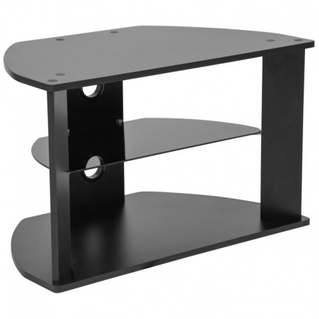 MFO Stanford Collection Black Finish TV Stand with Glass Shelves