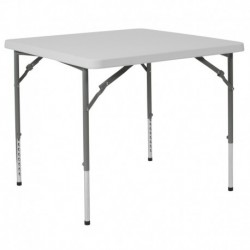 MFO 34'' Square Height Adjustable Granite White Plastic Folding Table