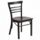 MFO Princeton Collection Black Three-Slat Ladder Back Metal Restaurant Chair - Walnut Wood Seat