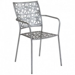 MFO Agathe Collection Antique Silver Indoor-Outdoor Steel Patio Stack Chair