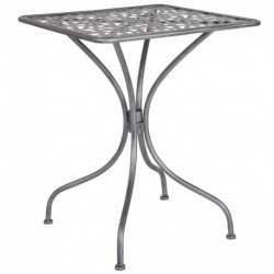 MFO Agathe Collection 23.5" Square Antique Silver Indoor-Outdoor Steel Patio Table
