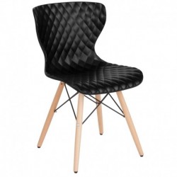 MFO Gale Collection Contemporary Design Black Plastic Chair with Wooden Legs
