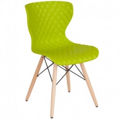 MFO Gale Collection Contemporary Design Citrus Green Plastic Chair with Wooden Legs