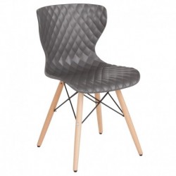MFO Gale Collection Contemporary Design Gray Plastic Chair with Wooden Legs