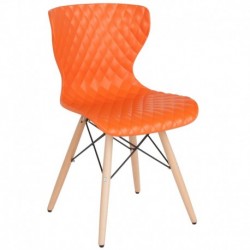 MFO Gale Collection Contemporary Design Orange Plastic Chair with Wooden Legs