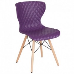MFO Gale Collection Contemporary Design Purple Plastic Chair with Wooden Legs