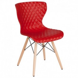 MFO Gale Collection Contemporary Design Red Plastic Chair with Wooden Legs