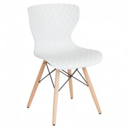 MFO Gale Collection Contemporary Design White Plastic Chair with Wooden Legs