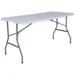 MFO 30''W x 60''L Bi-Fold Granite White Plastic Folding Table
