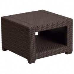 MFO Chocolate Brown Faux Rattan End Table