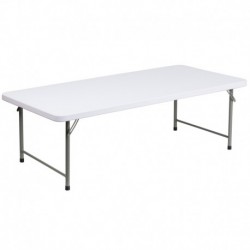 MFO 30''W x 60''L x 19''H Kid's Granite White Plastic Folding Table