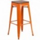 MFO 30" High Backless Orange Metal Barstool with Square Wood Seat