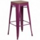 MFO 30" High Backless Purple Barstool with Square Wood Seat