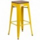 MFO 30" High Backless Yellow Metal Barstool with Square Wood Seat
