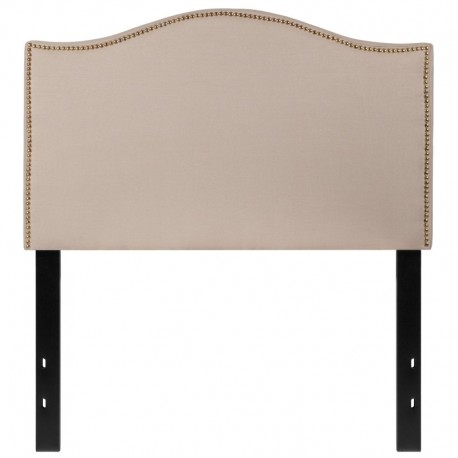 MFO Penelope Collection Twin Size Headboard with Accent Nail Trim in Beige Fabric