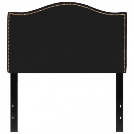 MFO Penelope Collection Twin Size Headboard with Accent Nail Trim in Black Fabric