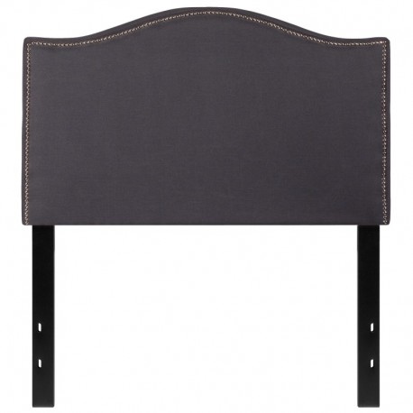 MFO Penelope Collection Twin Size Headboard with Accent Nail Trim in Dark Gray Fabric